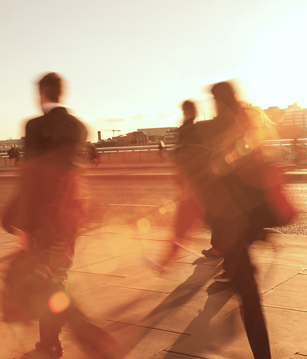Blurry image of people on the go.